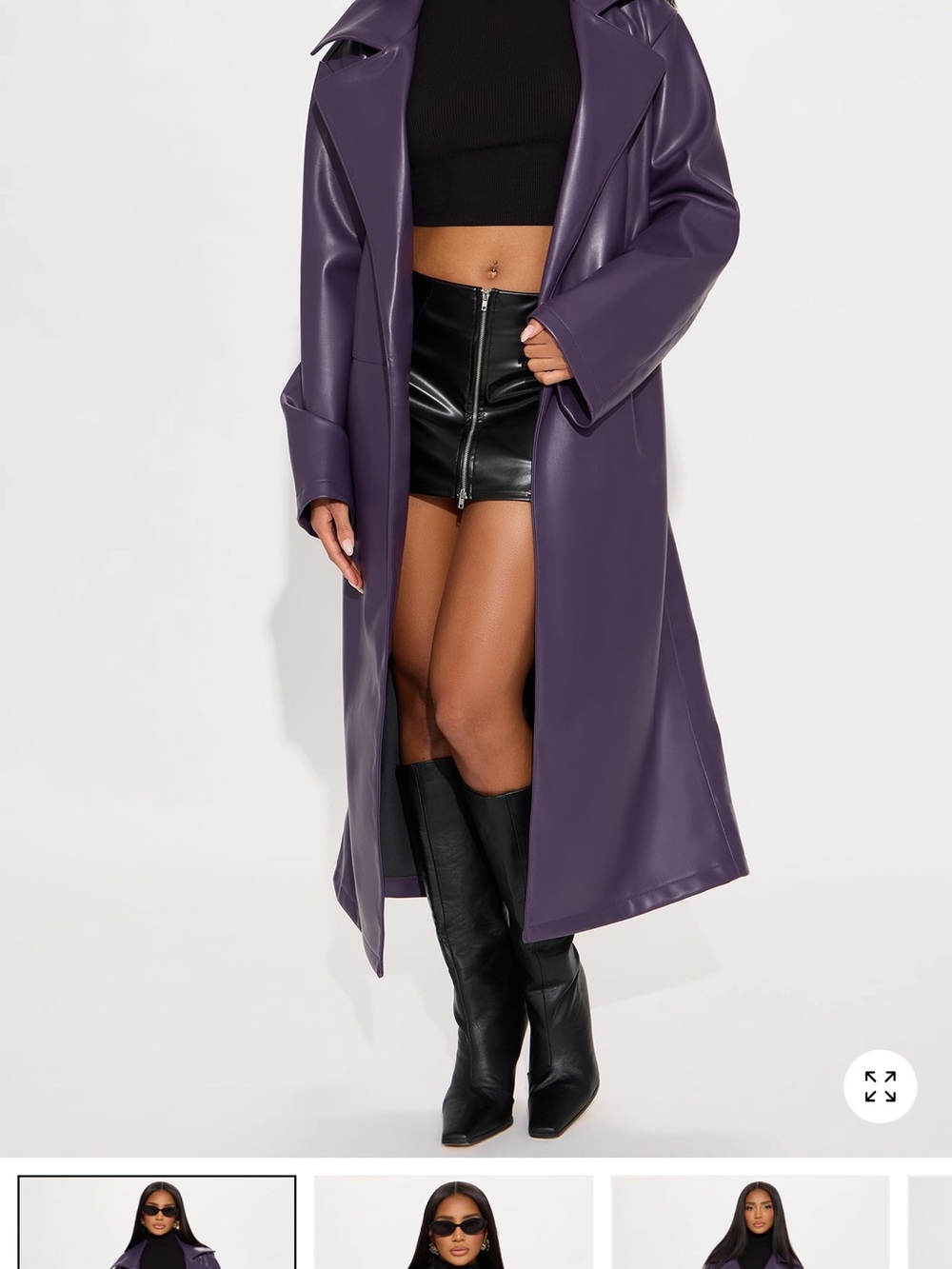 Fashion Nova Purple Leather Trench Coat